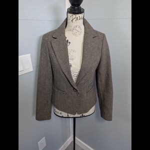 Topshop Chocolate Brown And Cream Tweed Blazer
